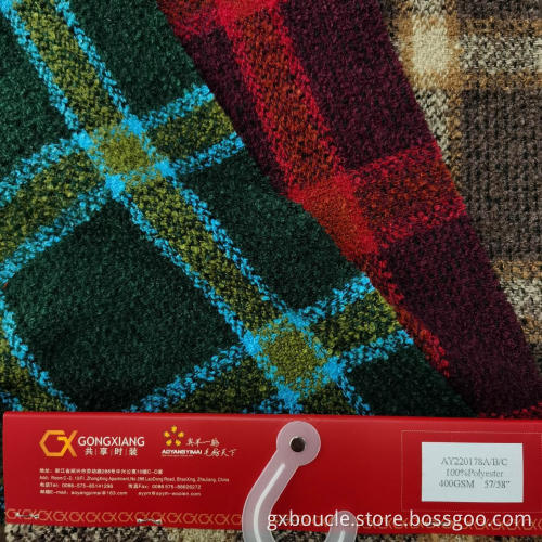 Boucle fashion Plaid  with loops yarn fabric